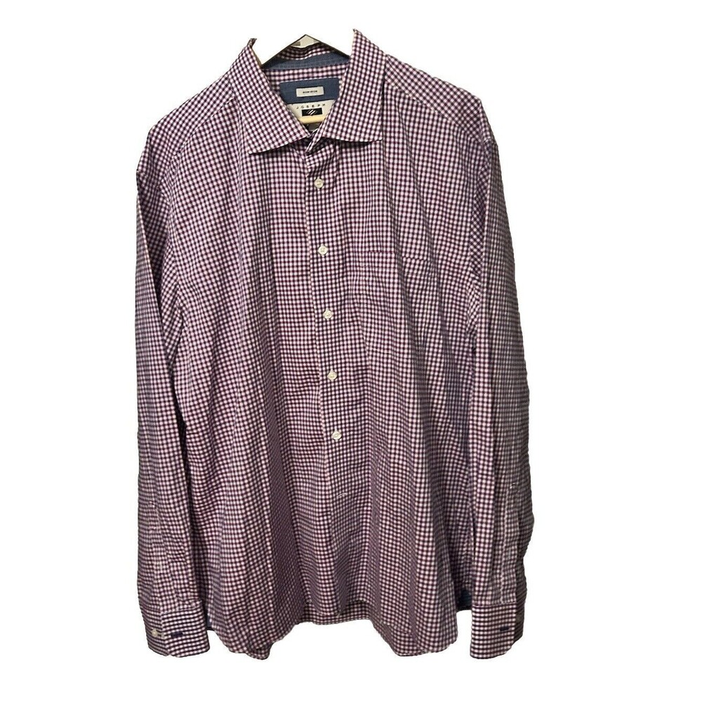 Joseph Abboud Men's XXL Blue and Red Non-Iron Button Up Long Sleeve Dress Shirt